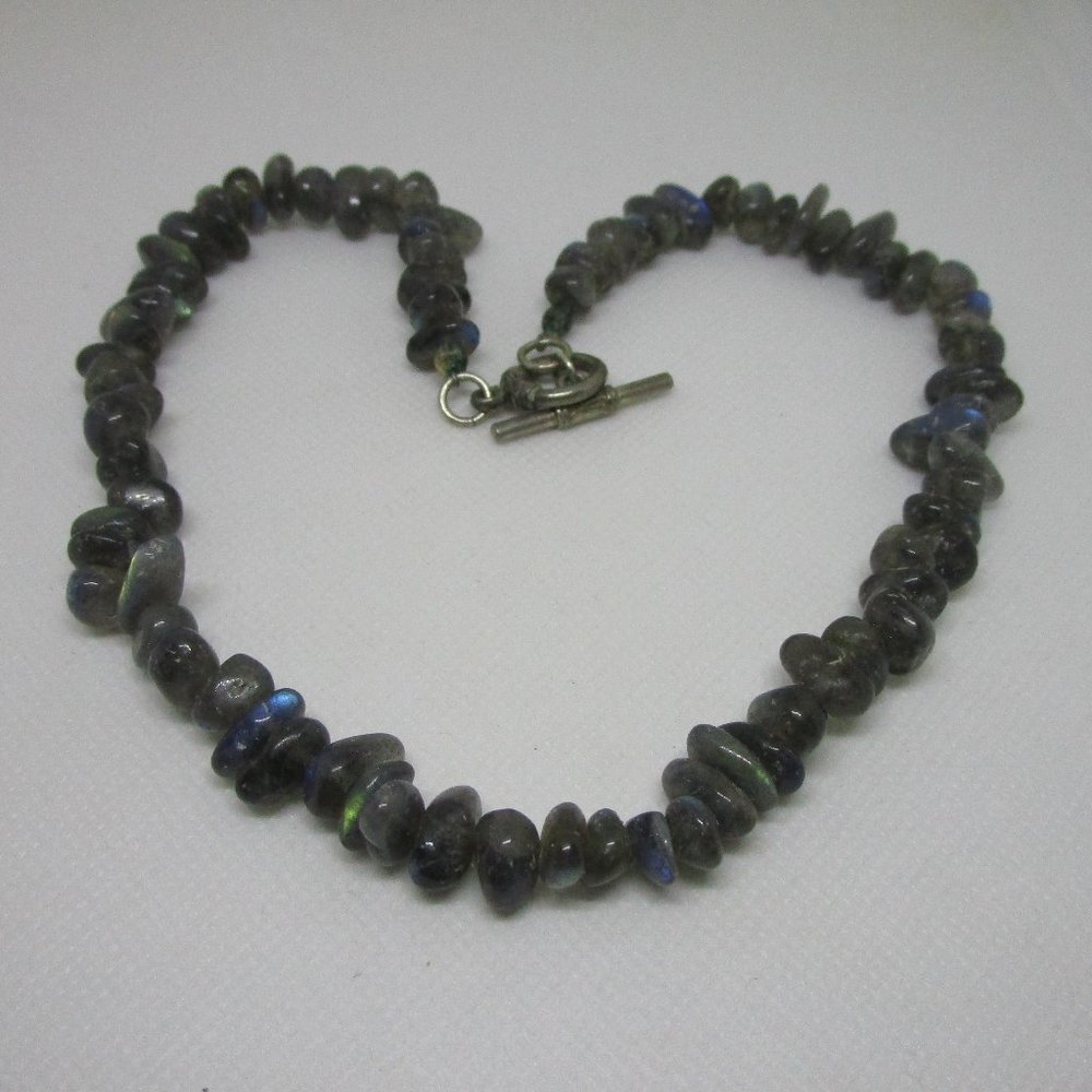 genuine tumbled labradorite bead necklace